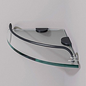 מדף זכוכית פינתי שחור לאמבטיה מדף זכוכית פינתי שחור לאמבטיה