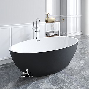 אמבטיה אקרילית מונחת מעוגלת צבע שחור אמבטיה אקרילית מונחת מעוגלת צבע שחור