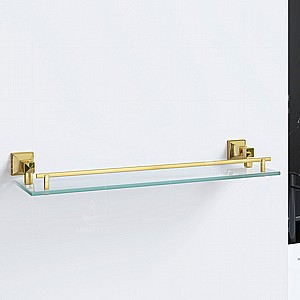 מדף זכוכית מעוצב במסגרת זהב לאמבטיה מדף זכוכית מעוצב במסגרת זהב לאמבטיה