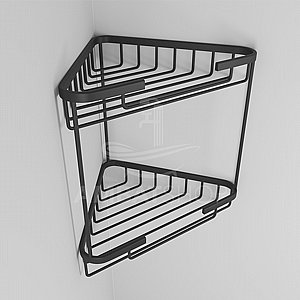 מתלה סבון למקלחת פינתי מעוגל שחור שתי קומות מתלה סבון למקלחת פינתי מעוגל שחור שתי קומות