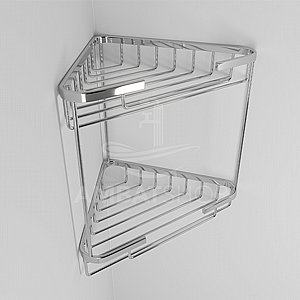 מתלה סבון למקלחת פינתי מעוגל ניקל שתי קומות מתלה סבון למקלחת פינתי מעוגל ניקל שתי קומות