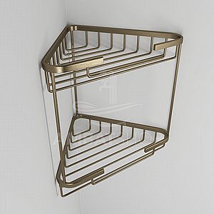 מתלה סבון למקלחת פינתי מעוגל זהב מוברש שתי קומות מתלה סבון למקלחת פינתי מעוגל זהב מוברש שתי קומות